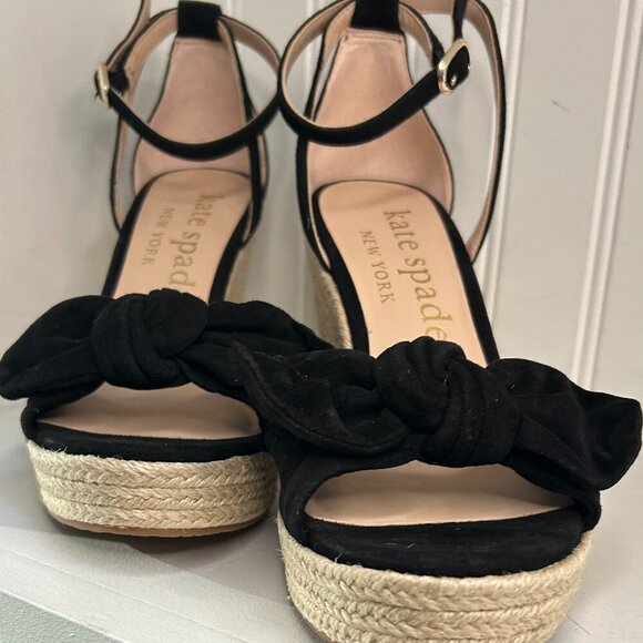 Kate Spade New York Tianna Knot-Front Ankle Strap Wedge Sandals Size 9 - Picture 1 of 6